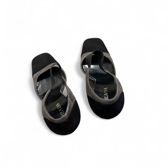 Prada Colorblock Heels Suede Black Gray 9 - Picture 4 of 7